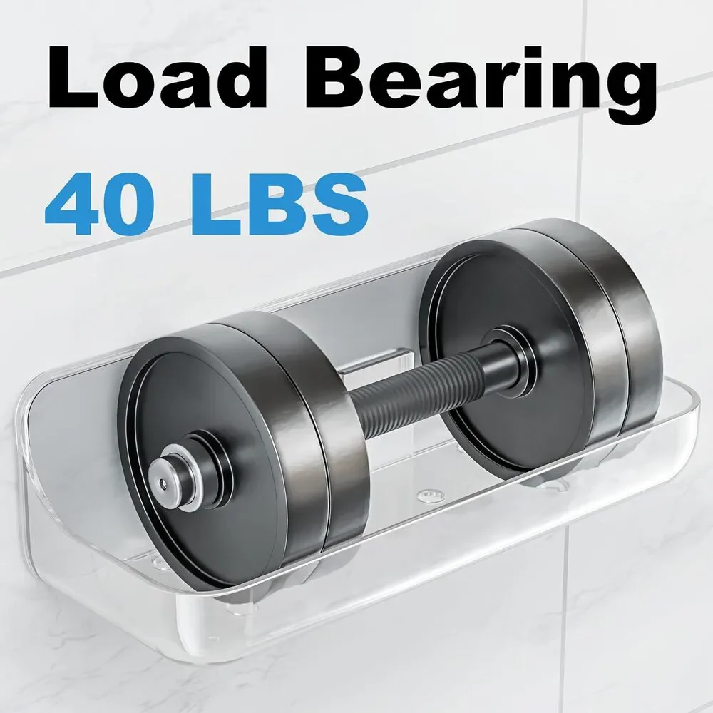 Adhesive Shower Caddy 4 Pack Acrylic Bathroom Shelves No Drill Wall Mount